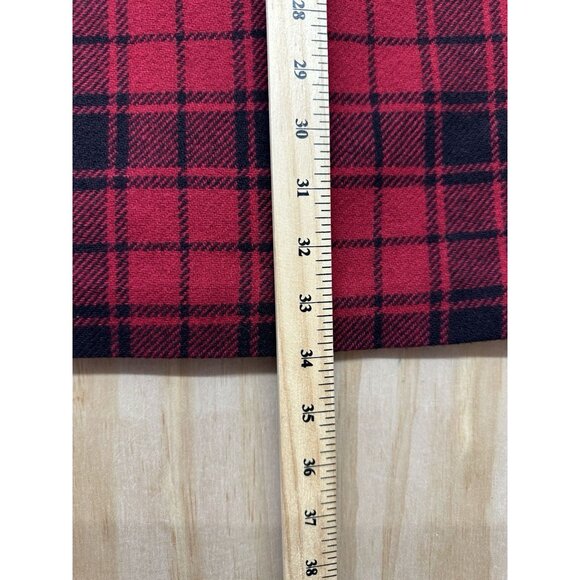 Breeches Plaid Wrap Skirt 100% Wool Fringe Trim Midi Vintage Made In USA Red 4 - Picture 8 of 10